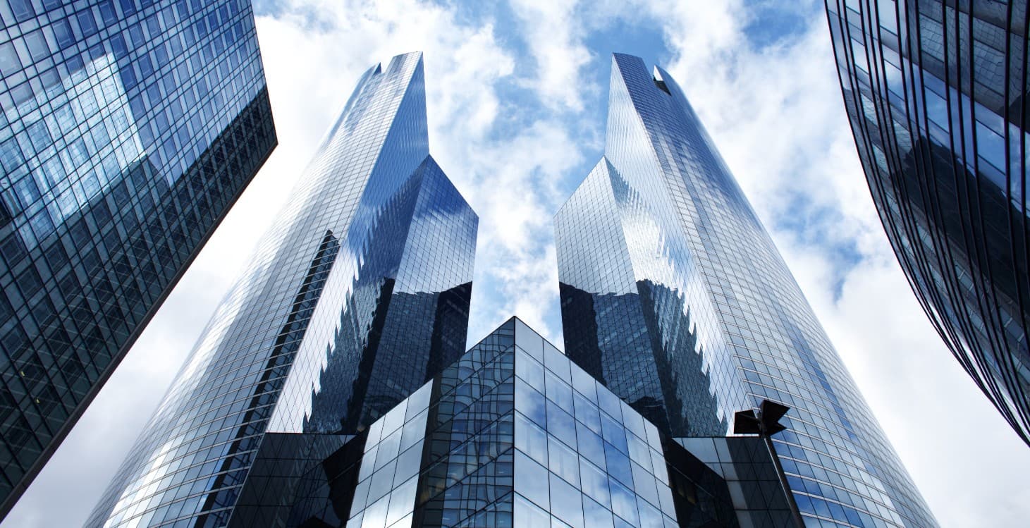 Glass skyscrapers in La Défense, Paris