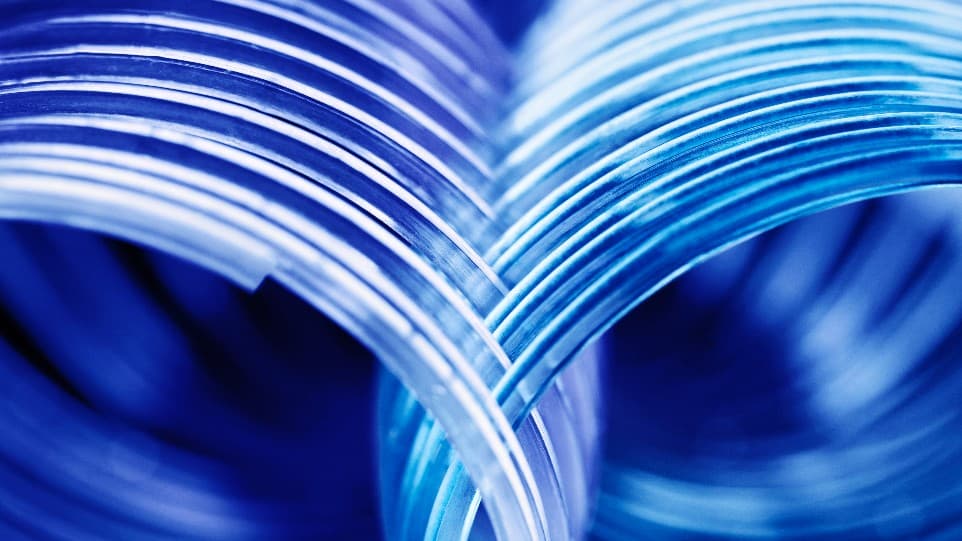 Two interconnected blue coils