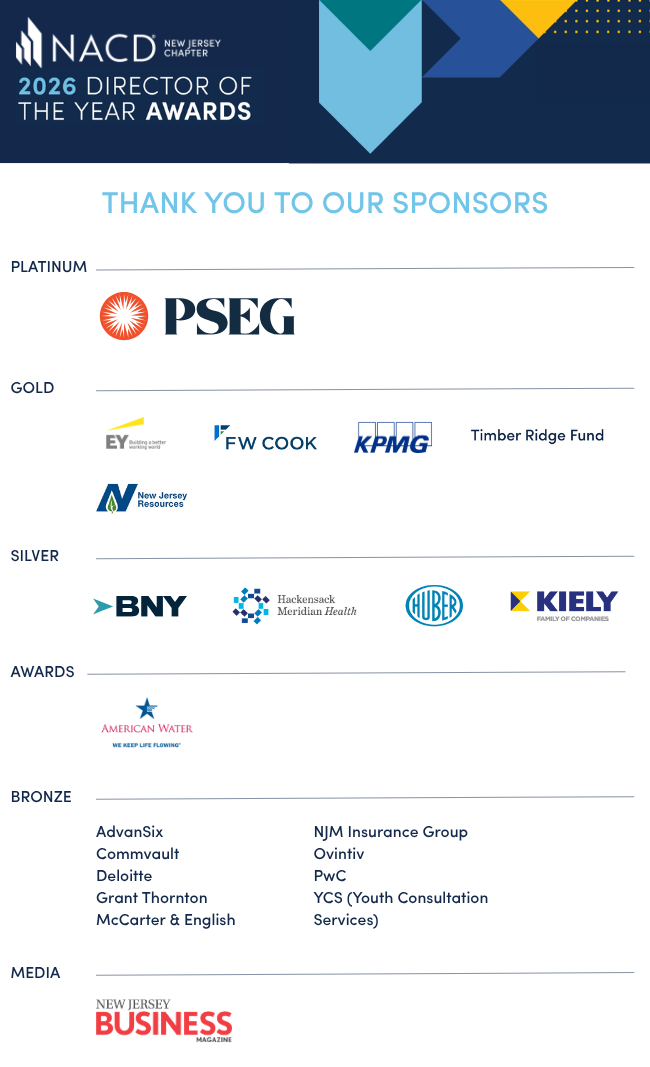 Image with logos and names of the sponsors of the 2026 New Jersey Director of the Year Awards