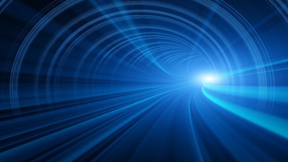 A tunnel of blue lights